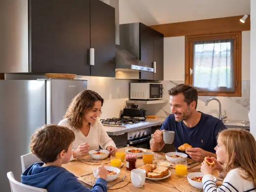 Interieur van een chalet op Camping des Neiges